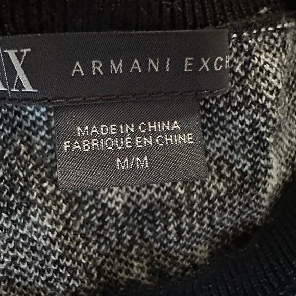 ARMANI EXCHANGE Black Gray Leopard Face Knit Pullover  Top M, Rare, Preppy, Logo - Picture 9 of 12